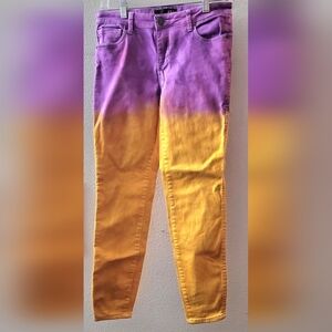 Kut Kloth Tie-dye Ombre Pants Purple Yellow Sz 4